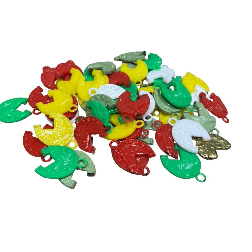 Lot of 53 Vintage plastic LUCKY HORSE SHOE gumball charm prize jewelry NOS